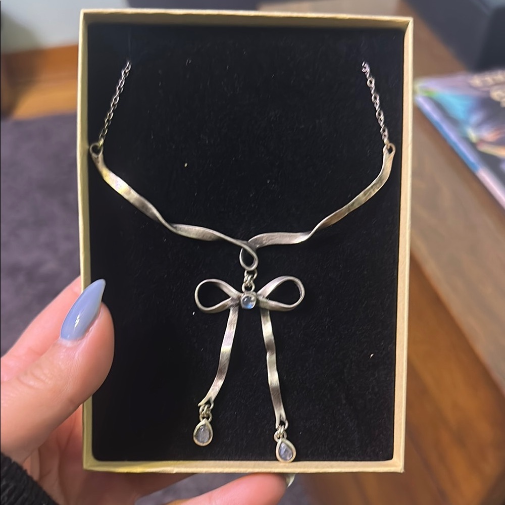 Boutique handcrafted Silver Bow Necklace